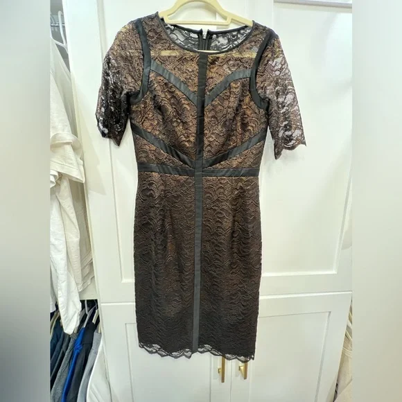 nue | Dresses | Black And Gold Pencil Dress Size 2 | Poshmark